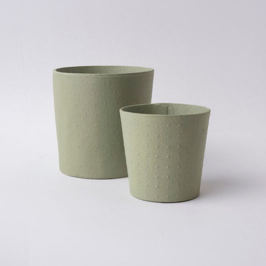 Tree Stripes Conical Pot Dotty - Sage Green (Medium)