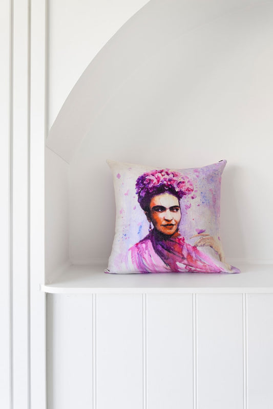 Mexican Painter Pillow Case, Frida Floral Decorative Cushion, Mexican Painter Art Garden Country Cushion Cover - Pink Frida